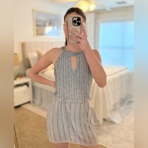 Freeway Light Gray Patterned Mini Dress